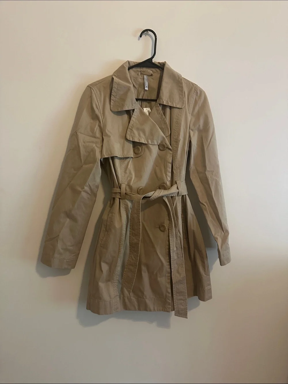 Old Navy Women's Tan Double-Breasted Trench Coat